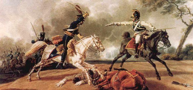 Wilhelm von Kobell Austrian cuirassiers fighting French hussars Germany oil painting art